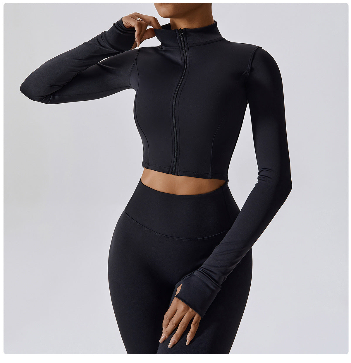 Cropped Mock Neck Jacket