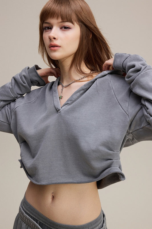 Ruched Crop Hoodie