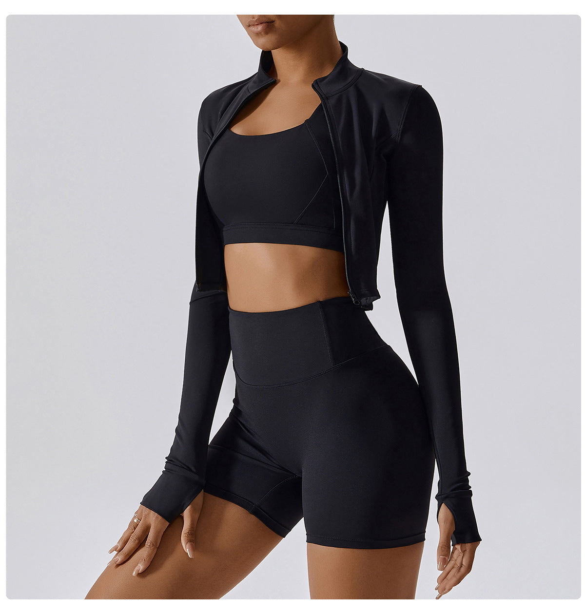 Cropped Mock Neck Jacket
