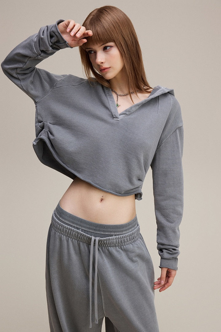 Ruched Crop Hoodie