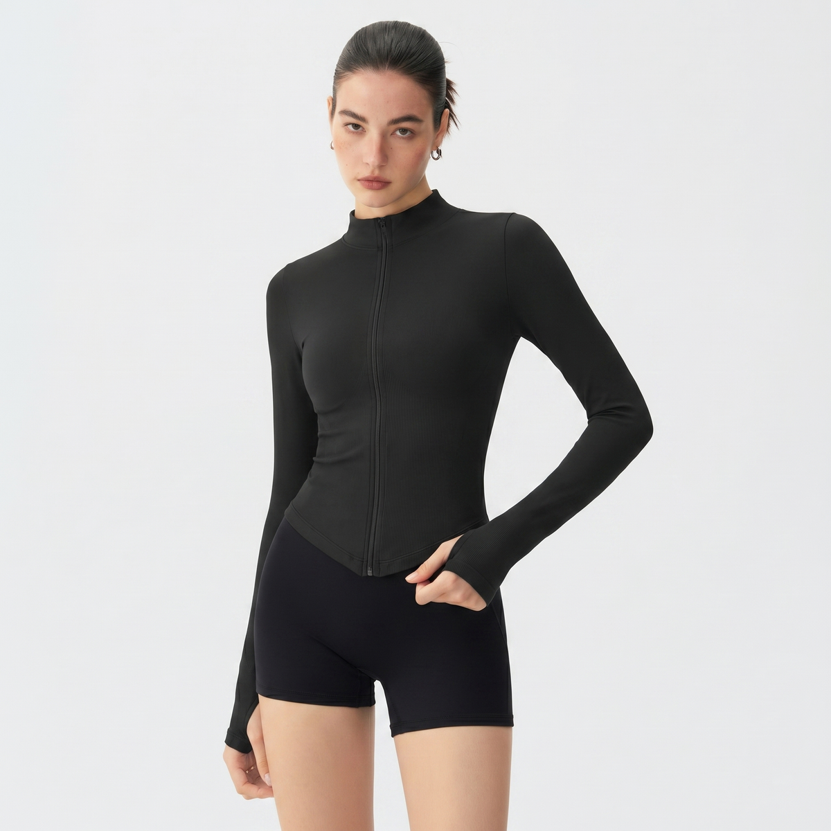 Ribbed Sculpt Zip Jacket