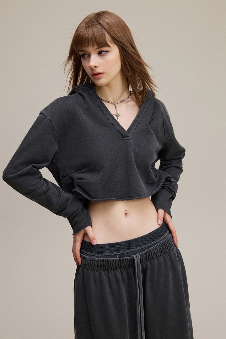 Ruched Crop Hoodie