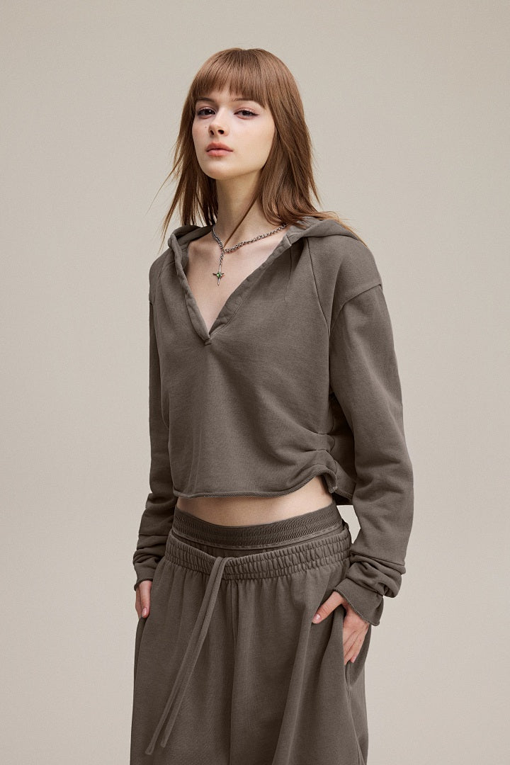 Ruched Crop Hoodie