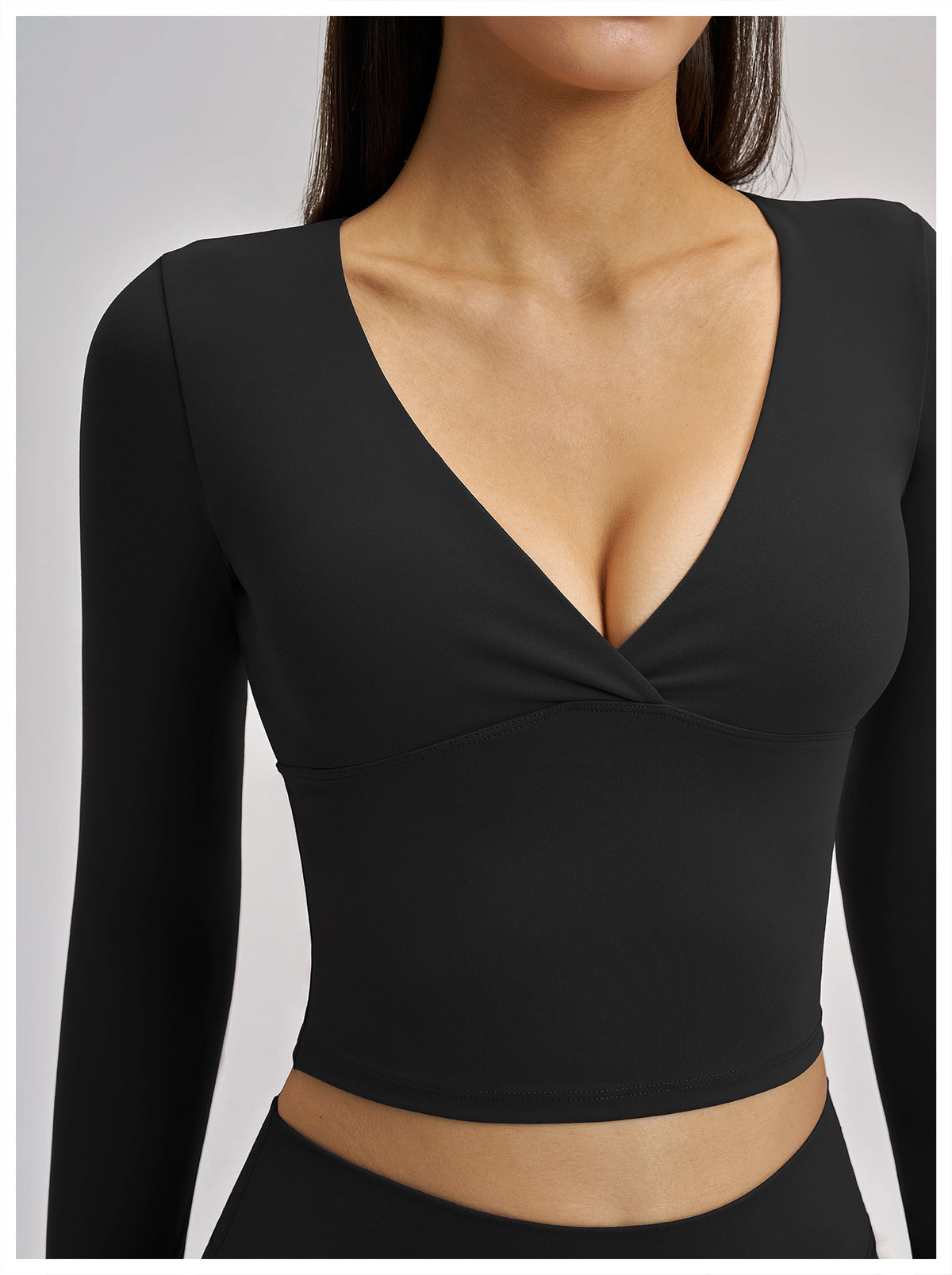 Deep V Long Sleeve Top