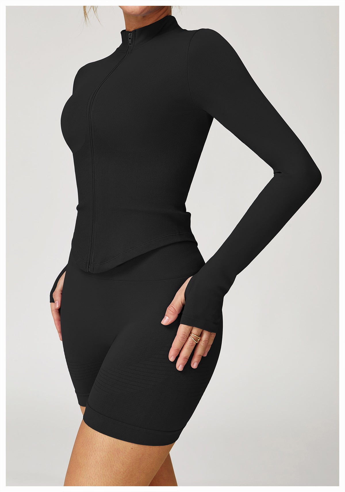 Ribbed Sculpt Zip Jacket