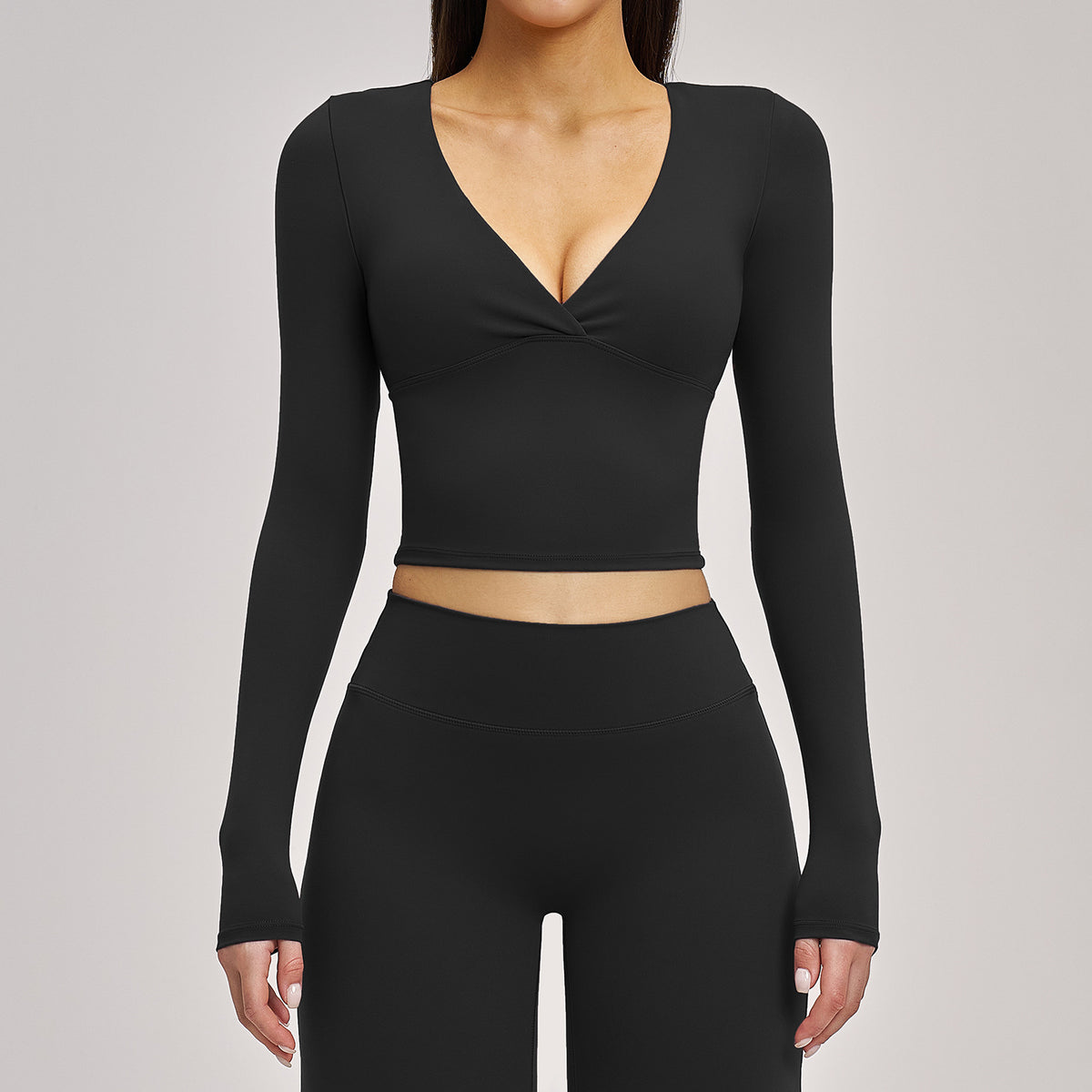 Deep V Long Sleeve Top