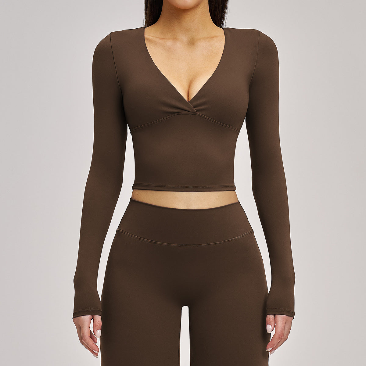 Deep V Long Sleeve Top