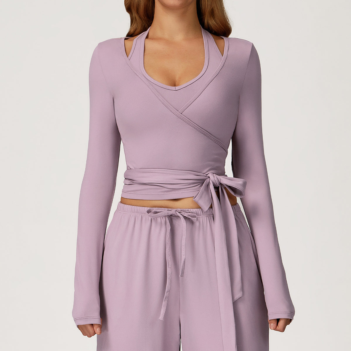 Wrap Front Long Sleeve Top