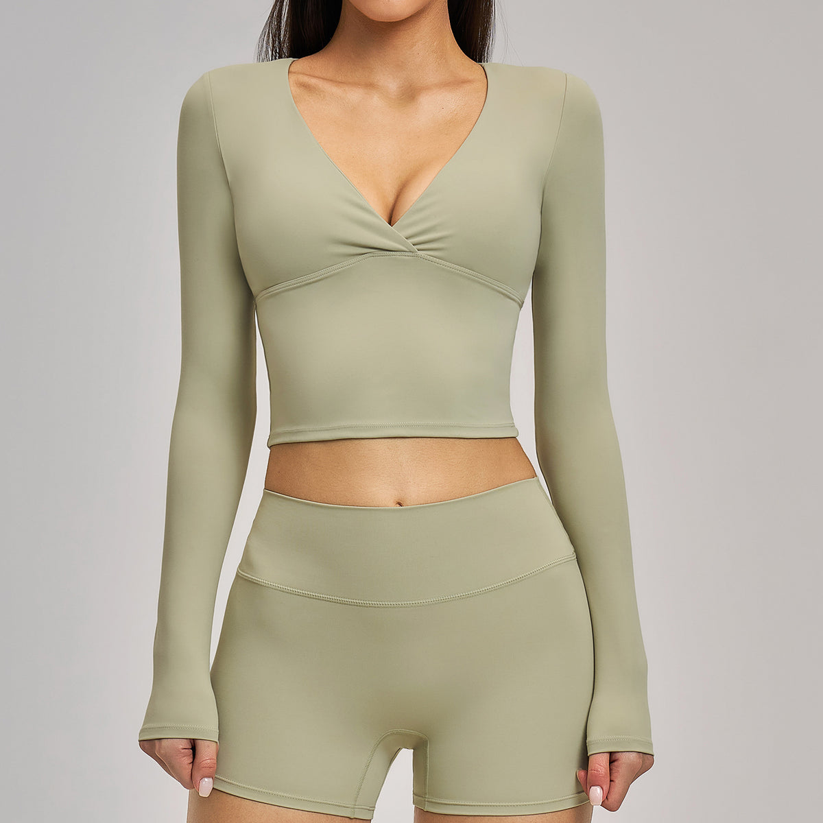 Deep V Long Sleeve Top