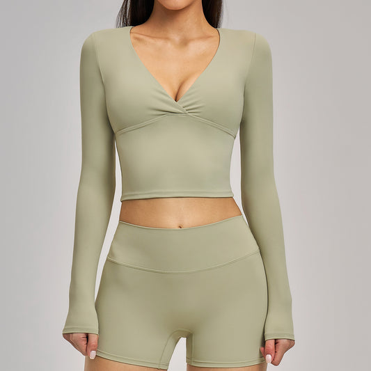 Deep V Long Sleeve Top