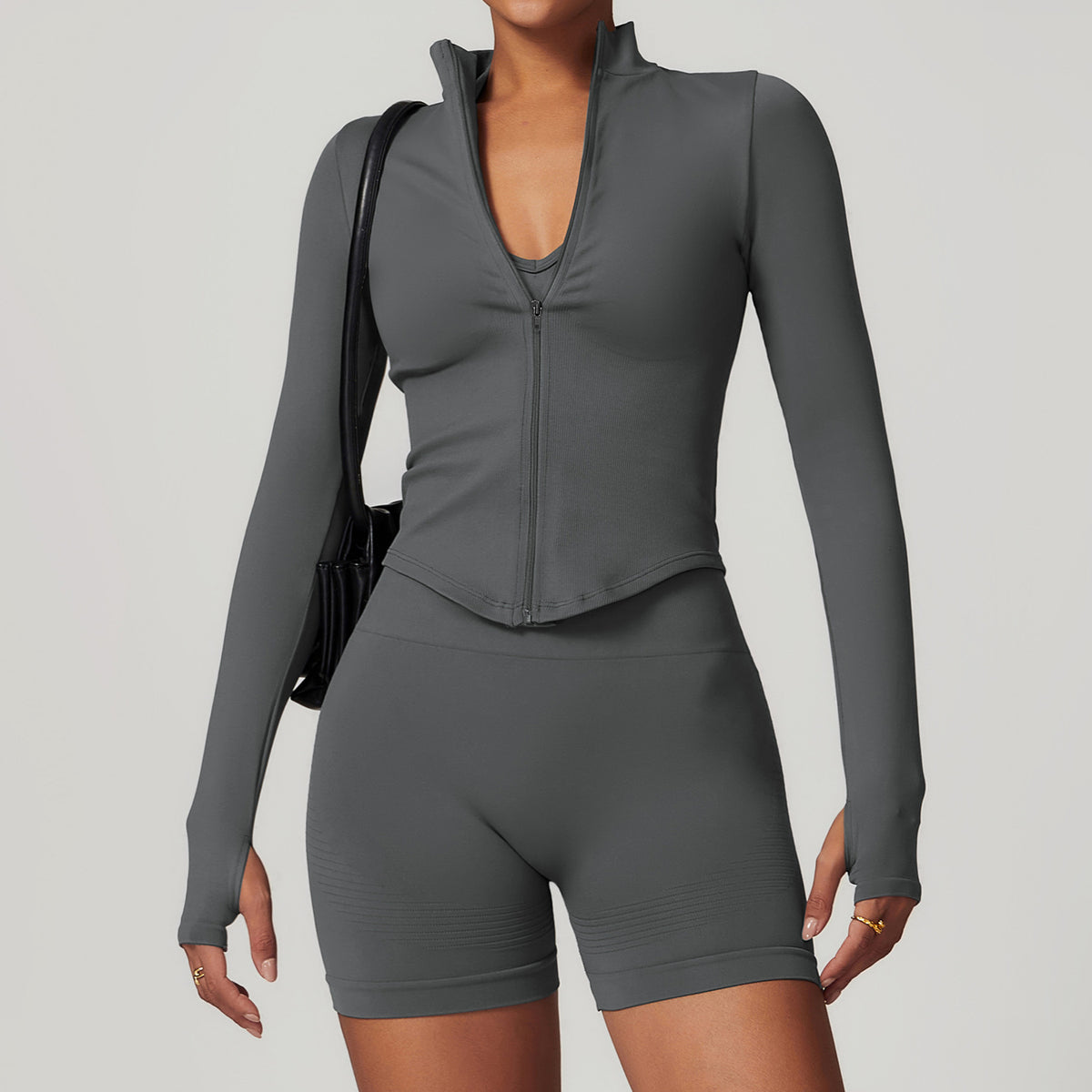 Ribbed Sculpt Zip Jacket