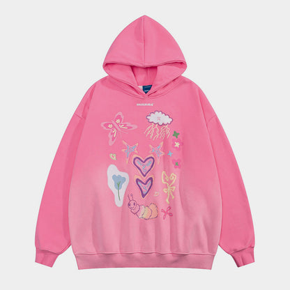 Charming Washed Oversized Graphic Hoodie