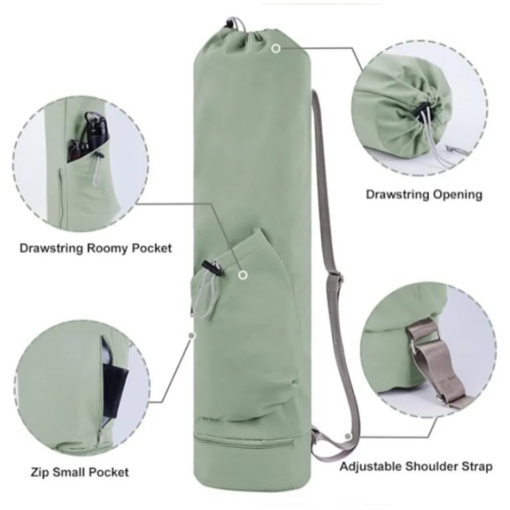 A light green yoga mat bag