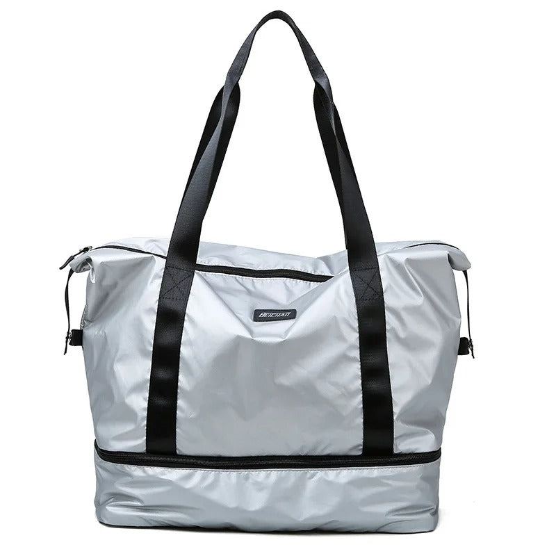 Silver fitness and travel sports bag