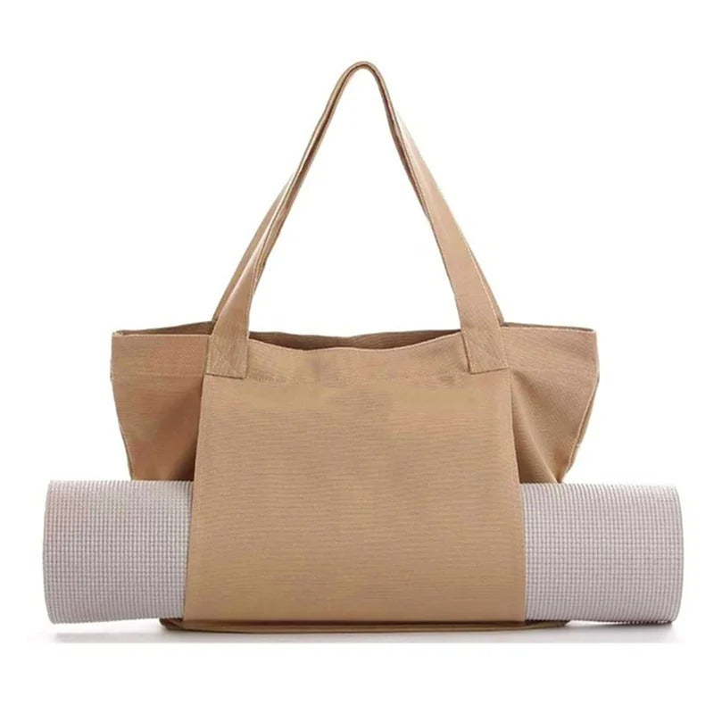 Beige yoga mat bag
