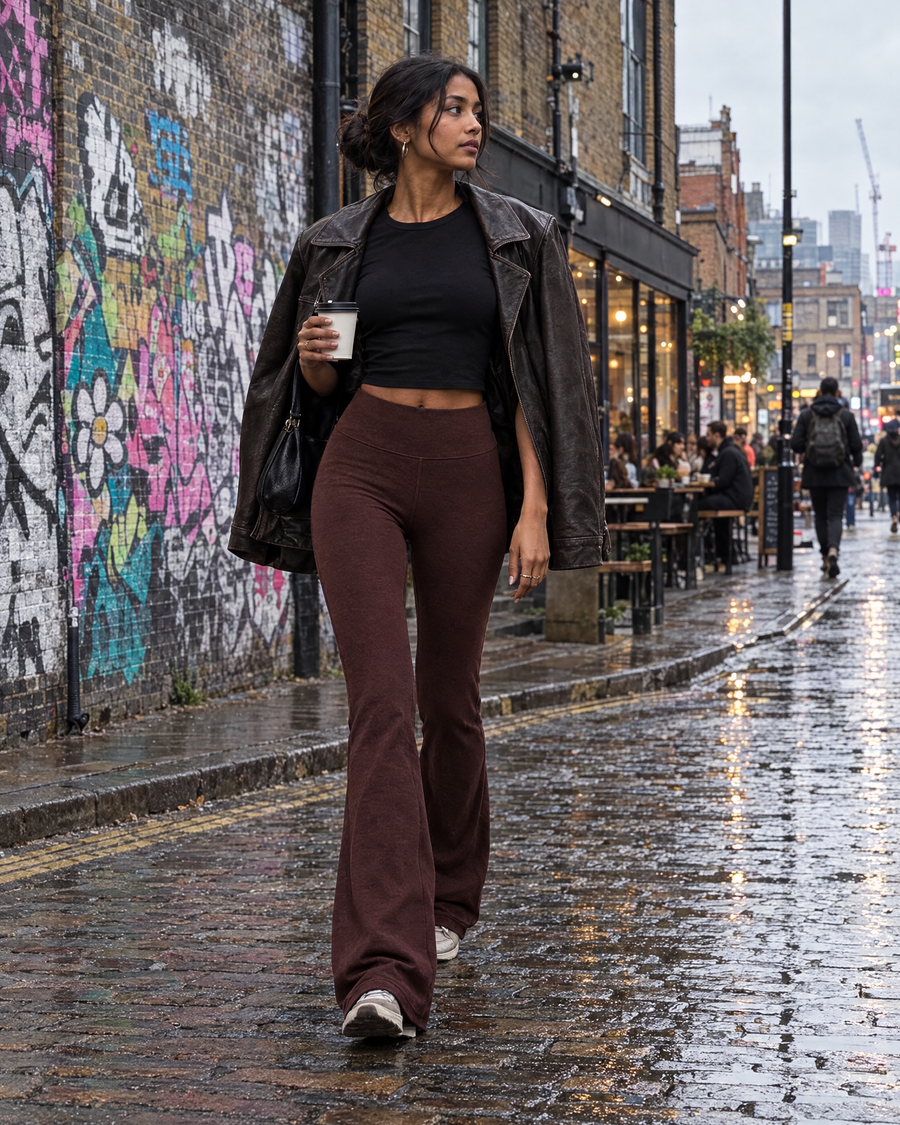 She wears the flares.